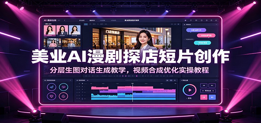 美业AI漫剧探店短片创作：分层生图对话生成教学，视频合成优化实操教程-得优社