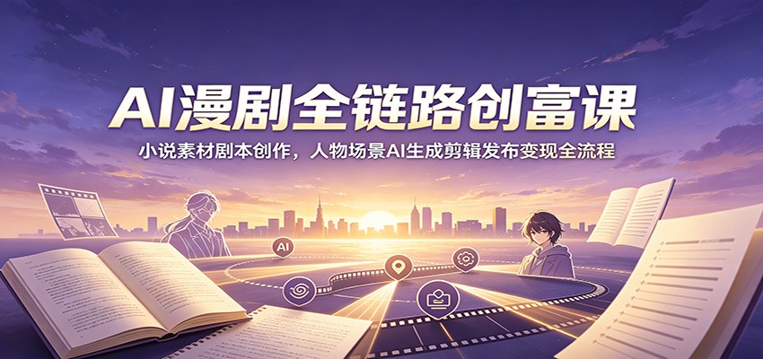 AI漫剧全链路创富课:小说素材剧本创作,人物场景AI生成剪辑发布变现全流程-得优社