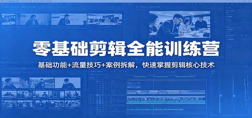 零基础剪辑全能训练营：基础功能+流量技巧+案例拆解，快速掌握剪辑核心技术-得优社