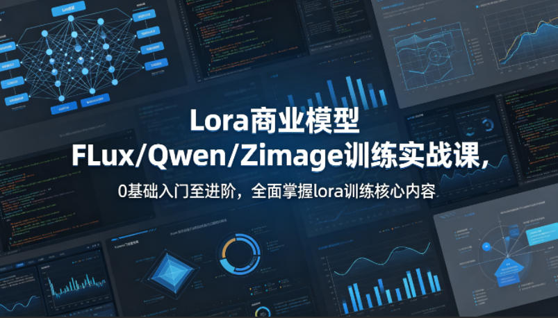 系统性学习Lora商业模型FLux／Qwen／Zimage训练实战课，0基础入门至进阶，全面掌握lora训练核心内容-得优社
