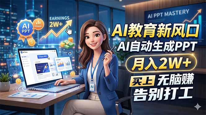AI教育新风口，AI自动生成PPT，月入2W+，无脑赚，告别打工-得优社