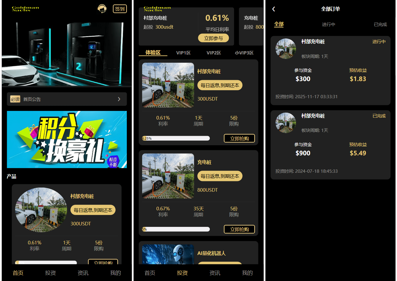 Fidelity充电桩投资理财系统源码-前端uniapp纯源码+后端PHP-得优社
