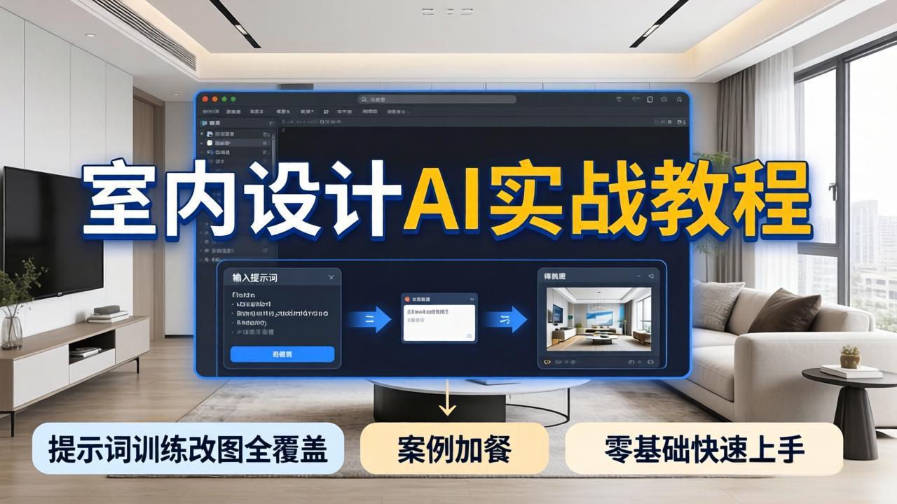2026室内设计AI实战教程，提示词训练改图全覆盖，搭配案例加餐，零基础也能快速上手-得优社