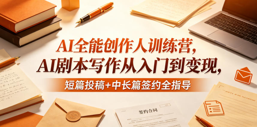 AI全能创作人训练营，AI剧本写作从入门到变现，短篇投稿+中长篇签约全指导-得优社