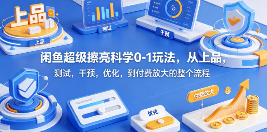 闲鱼超级擦亮科学0-1玩法，从上品，测试，干预，优化，到付费放大的整个流程-得优社