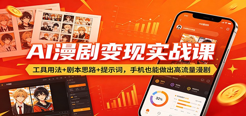 AI漫剧变现实战课：工具用法+剧本思路+提示词，手机也能做出高流量漫剧-得优社