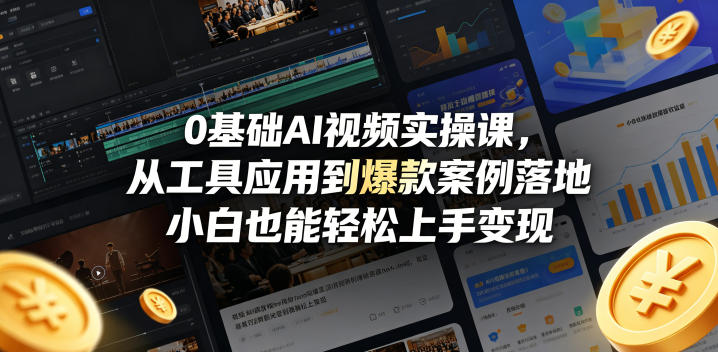 0基础AI视频实操课，从工具应用到爆款案例落地，小白也能轻松上手变现-得优社