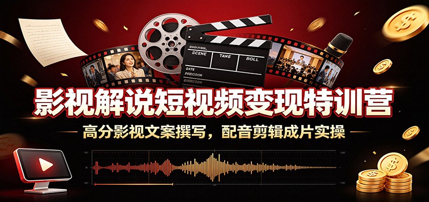 影视解说短视频变现特训营：高分影视文案撰写，配音剪辑成片实操-得优社