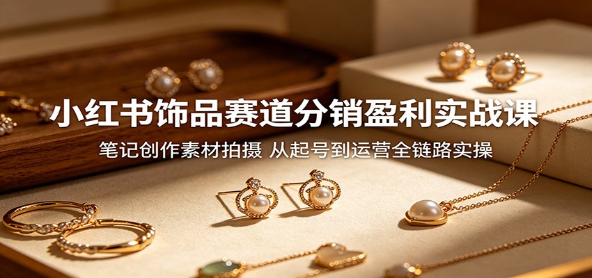 小红书饰品赛道分销盈利实战课：笔记创作素材拍摄，从起号到运营全链路实操-得优社