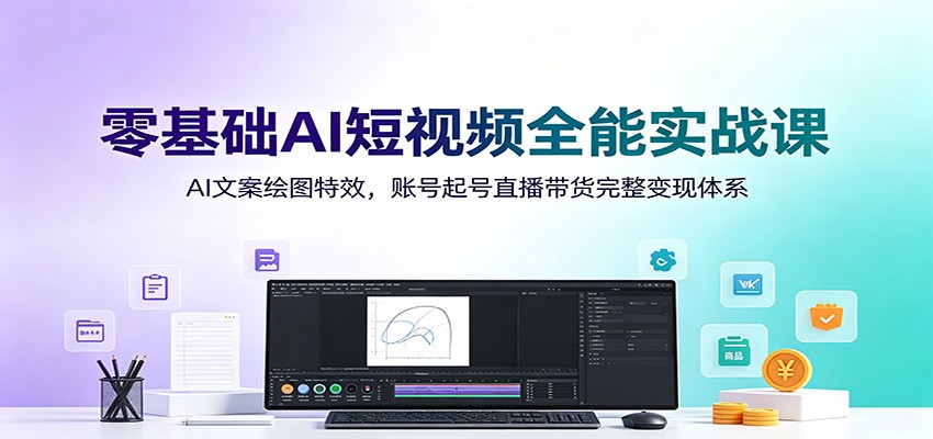 零基础AI短视频全能实战课：AI文案绘图特效，账号起号直播带货完整变现体系-得优社