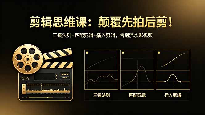 剪辑思维课：颠覆先拍后剪！三镜法则+匹配剪辑+插入剪辑，告别流水账视频-得优社