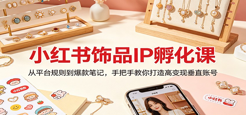 小红书饰品IP孵化课：从平台规则到爆款笔记，手把手教你打造高变现垂直账号-得优社