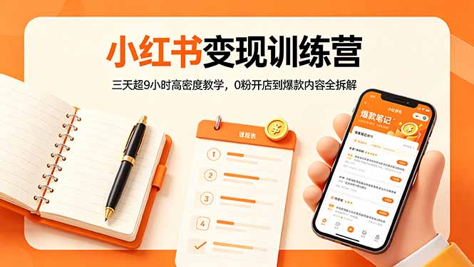 小红书变现训练营：三天超9小时高密度教学，0粉开店到爆款内容全拆解-得优社
