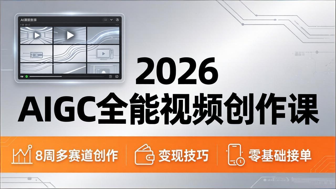 2026AIGC全能视频创作课，8周吃透多赛道创作+变现，零基础也能高效出片接单-得优社