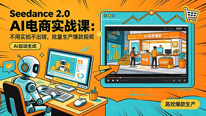 Seedance 2.0 AI电商实战课：不用实拍不出镜，批量生产爆款视频打爆GMV-得优社