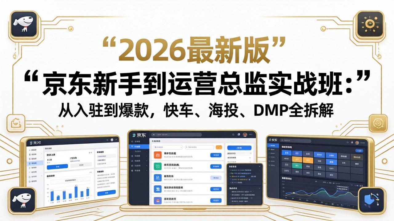 京东新手到运营总监实战班：从入驻到爆款，快车、海投、DMP全拆解，2026最新版-得优社