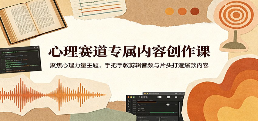 心理赛道专属内容创作课:聚焦心理力量主题,手把手教剪辑音频与片头打造爆款内容-得优社