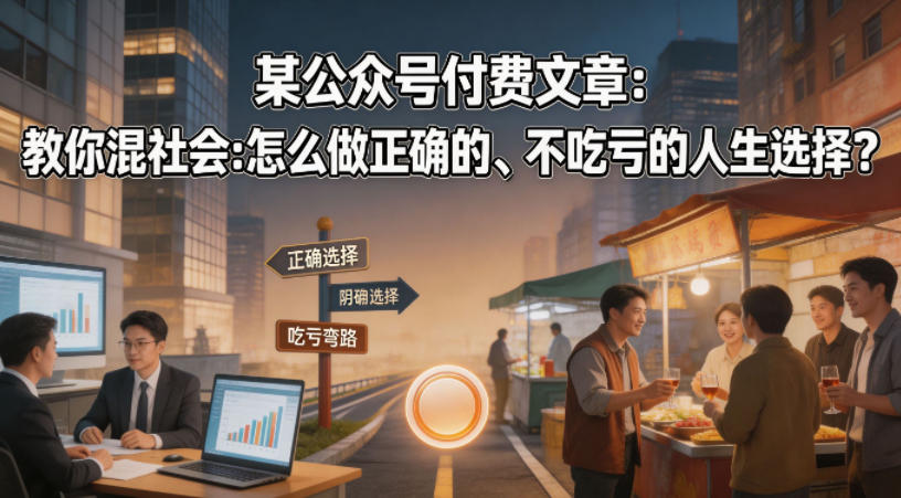 某公众号付费文章：教你混社会：怎么做正确的、不吃亏的人生选择？-得优社