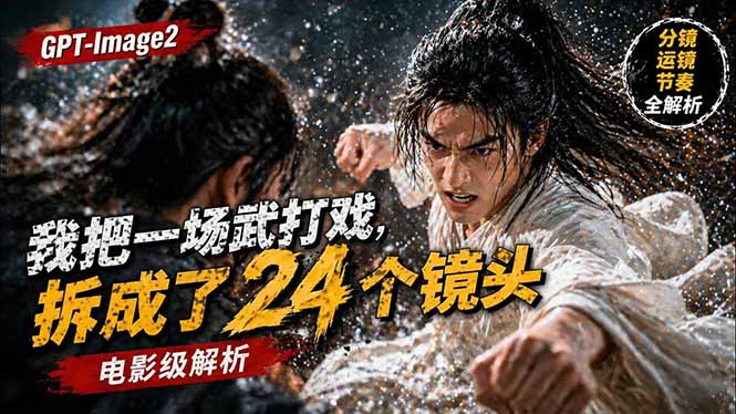 用GPT-Image2，把一段武打对决拆成24个连续镜头，从人物建立、动作衔接、运镜节奏，到情绪爆发-得优社