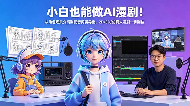 小白也能做AI漫剧！从角色场景分镜到配音剪辑导出，2D/3D/仿真人漫剧一步到位-得优社