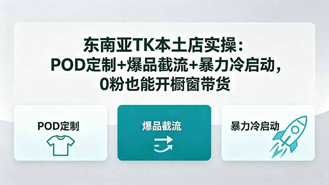 东南亚TK本土店实操-5月更新：POD定制+爆品截流+暴力冷启动，0粉也能开橱窗带货-得优社
