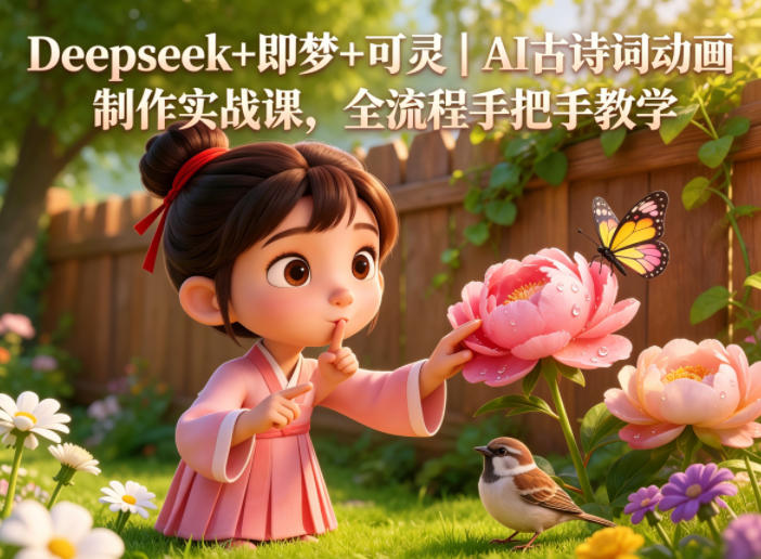 Deepseek+即梦+可灵｜AI古诗词动画制作实战课，全流程手把手教学-得优社