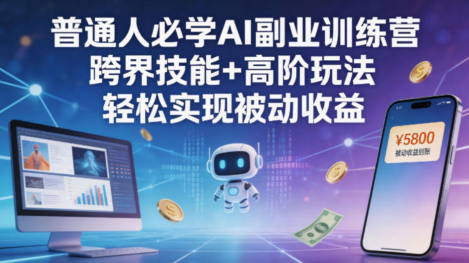 普通人必学AI副业训练营跨界技能+高阶玩法轻松实现被动收益-得优社