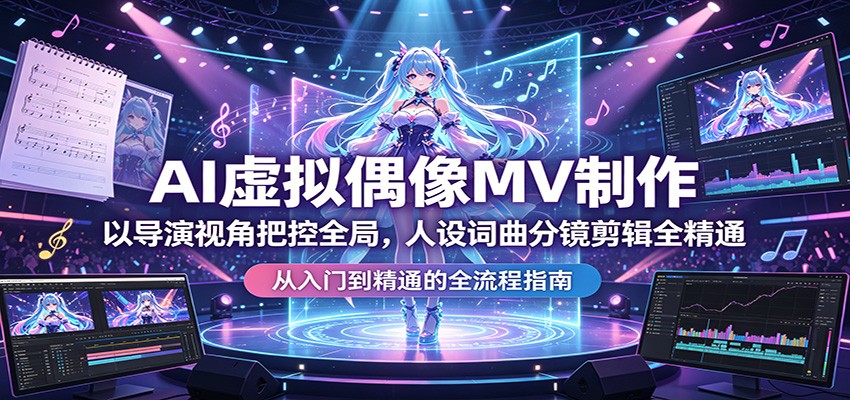 AI虚拟偶像MV制作：以导演视角把控全局，人设词曲分镜剪辑全精通-得优社
