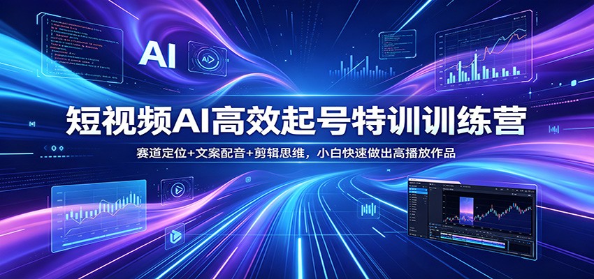 短视频AI高效起号特训训练营：赛道定位+文案配音+剪辑思维，小白快速做出高播放作品-得优社