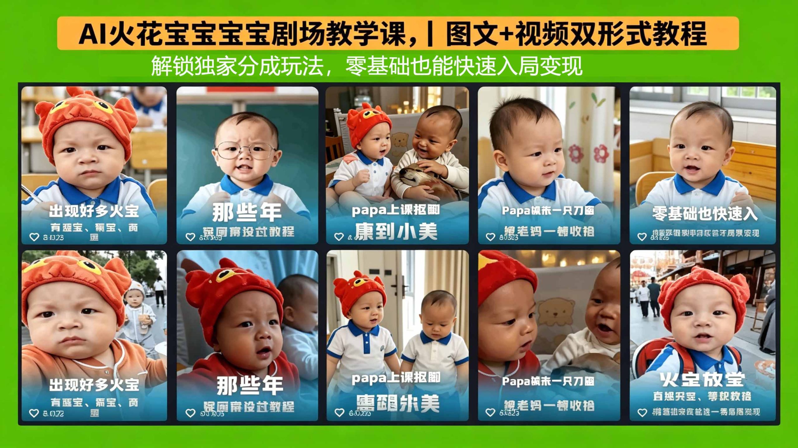 AI火花宝宝宝宝剧场教学课，图文+视频双形式教程，解锁独家分成玩法，零基础也能快速入局变现-得优社