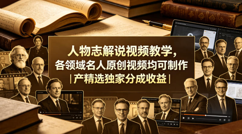 人物志解说视频教学，各领域名人原创视频均可制作丨精选独家分成收益(更新0430)-得优社