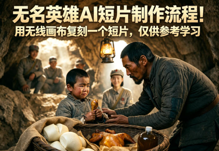 无名英雄AI短片制作流程！用无线画布复刻一个短片，仅供参考学习-得优社