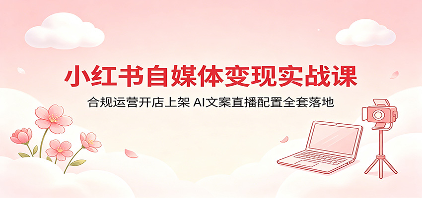 小红书自媒体变现实战课：合规运营开店上架，AI文案直播配置全套落地-得优社