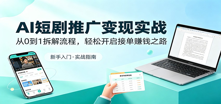 AI短剧推广变现实战:从0到1拆解流程,轻松开启接单赚钱之路-得优社