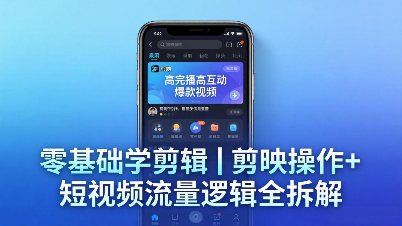 【零基础学剪辑】剪映操作+短视频流量逻辑全拆解｜手把手教你剪出高完播高互动爆款视频-得优社