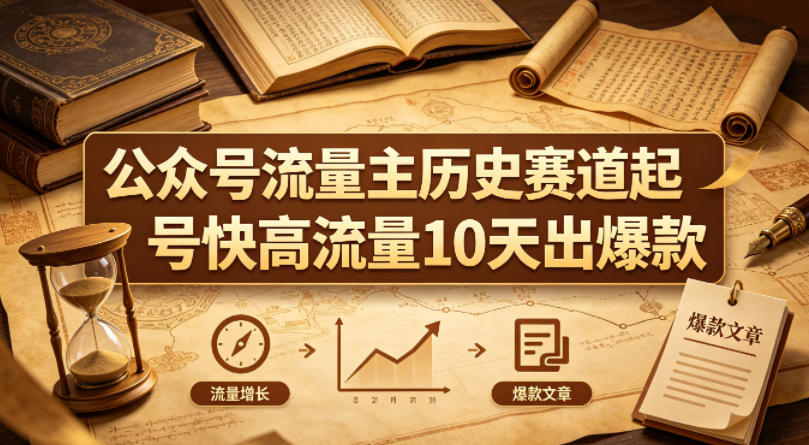 公众号流量主之历史赛道，起号快+高流量，10天就能出爆款！-得优社