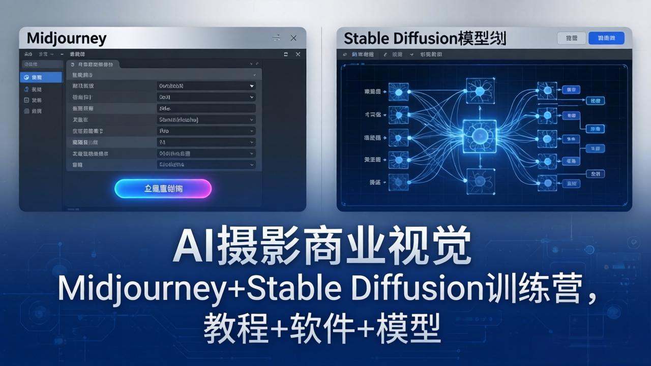 AI摄影商业视觉Midjourney+Stable Diffusion训练营，教程+软件+模型-得优社