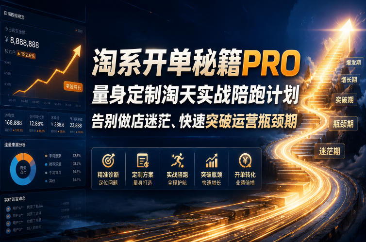 淘系开单秘籍PRO，量身定制淘天实战陪跑计划，告别做店迷茫、快速突破运营瓶颈期(20260709)-得优社