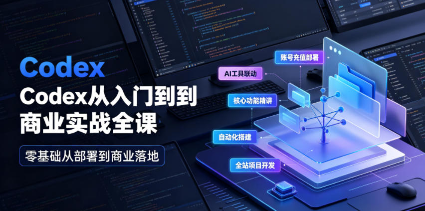 Codex从入门到商业实战全课｜账号充值部署、AI工具联动、核心功能精讲、自动化搭建、全站项目开发零基础教程-得优社