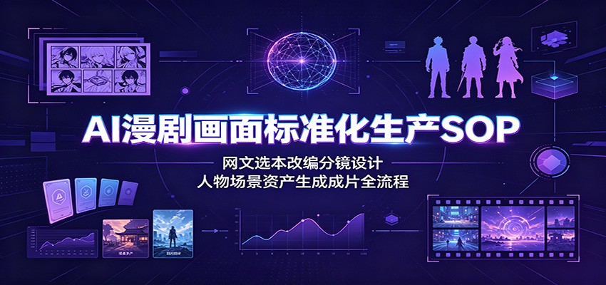 AI漫剧画面标准化生产SOP：网文选本改编分镜设计，人物场景资产生成成片全流程-得优社