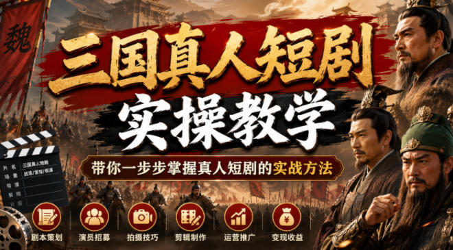 三国真人短剧实操教学，带你一步步掌握真人短剧的实战方法-得优社