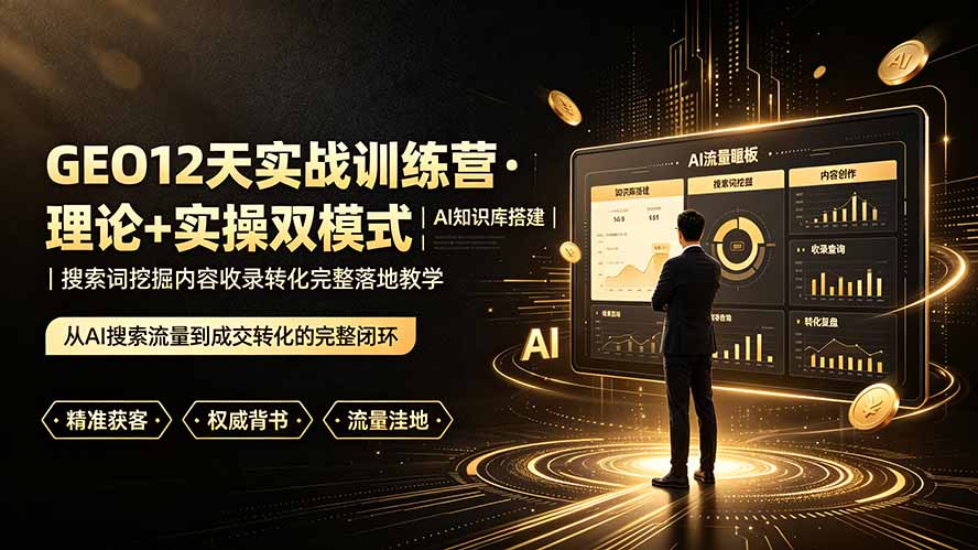 GEO12天实战训练营·理论+实操双模式｜AI知识库搭建｜搜索词挖掘内容收录转化完整落地教学-得优社