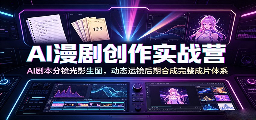AI漫剧创作实战营：AI剧本分镜光影生图，动态运镜后期合成完整成片体系-得优社