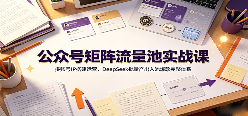 公众号矩阵流量池实战课：多账号IP搭建运营，DeepSeek批量产出入池爆款完整体系-得优社