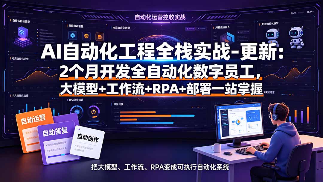 AI自动化工程全栈实战-更新：2个月开发全自动化数字员工，大模型+工作流+RPA+部署一站式掌握-得优社