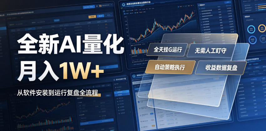 全新AI量化月入1W+，一台电脑全天挂G运行，不用盯不用操作，懒人专属副业！【揭秘】-得优社