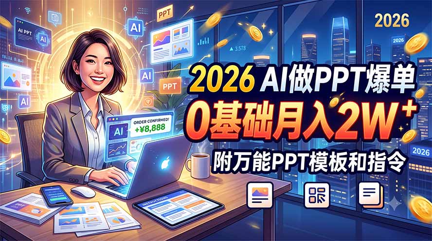 2026 AI做PPT爆单，0基础月入2W，附万能PPT模板和指令-得优社