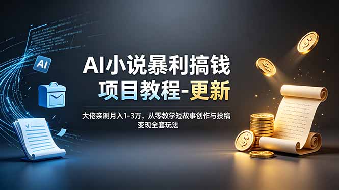AI小说暴利搞钱项目教程-更新，大佬亲测月入1-3万，从零教学短故事创作与投稿变现全套玩法-得优社