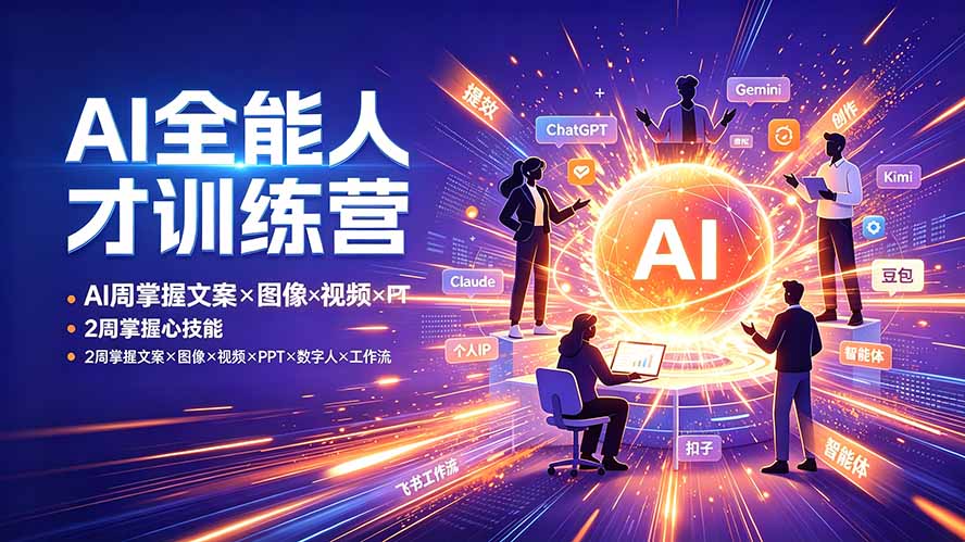 AI全能人才训练营：2周掌握文案×图像×视频×PPT×数字人×工作流，超越80%的人-得优社