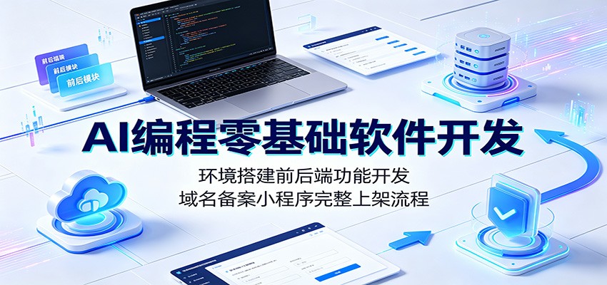 AI编程零基础软件开发：环境搭建前后端功能开发，域名备案小程序完整上架流程-得优社